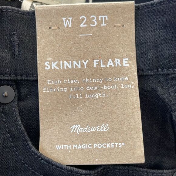 Madewell NWT Tall Skinny Flare Jeans Size 23T in Black Frost Wash - Picture 9 of 9